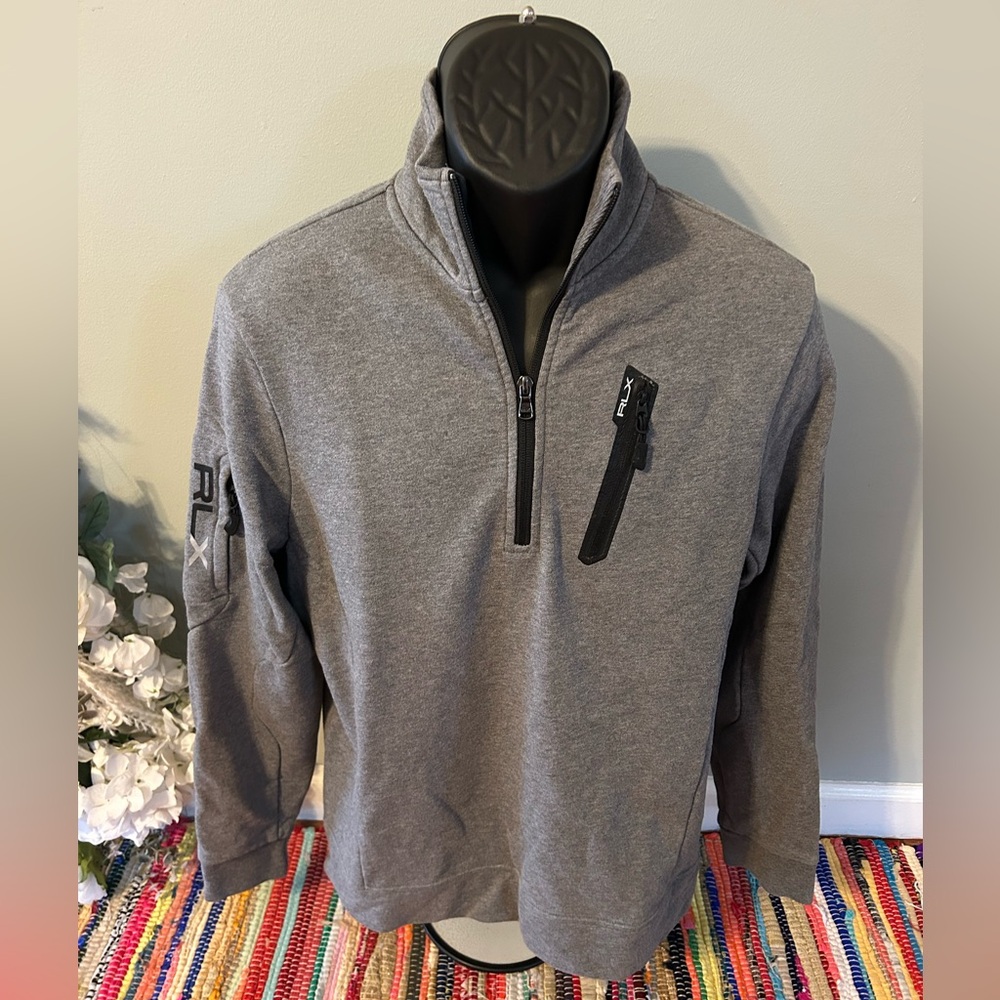 NEW RLX Ralph Lauren Performance Quarter Zip Pullover Sweatshirt Gray Medium